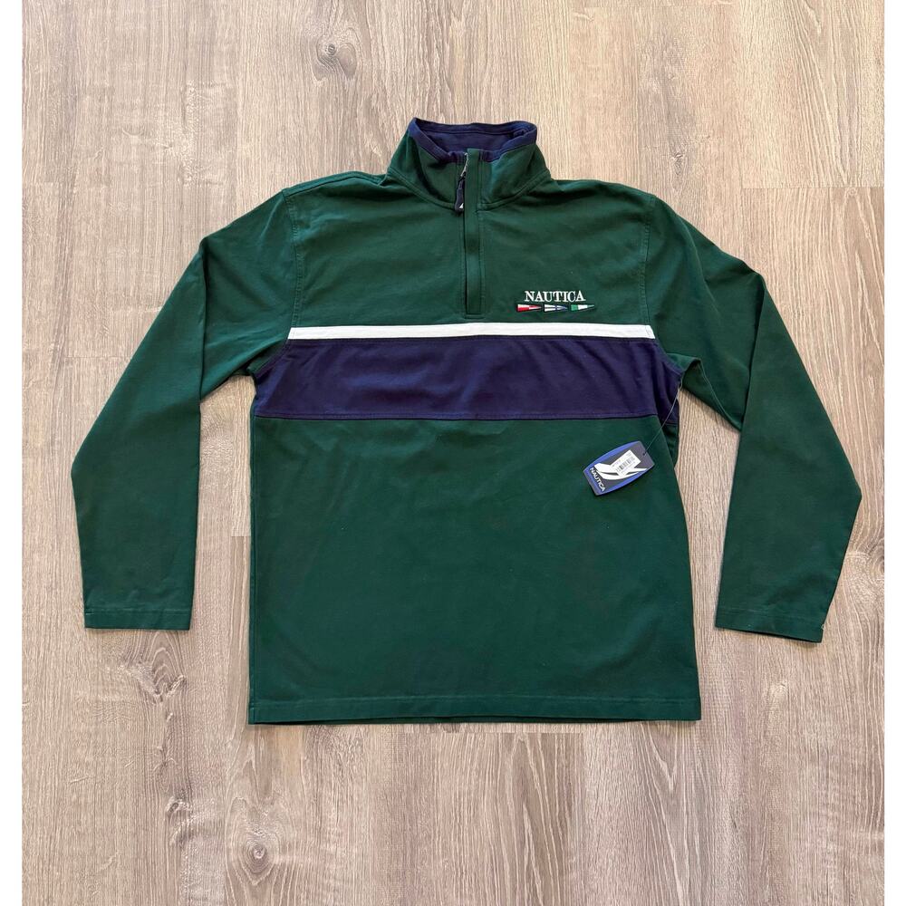 Men's Nautica Green Quarter Zip Size M - NWT